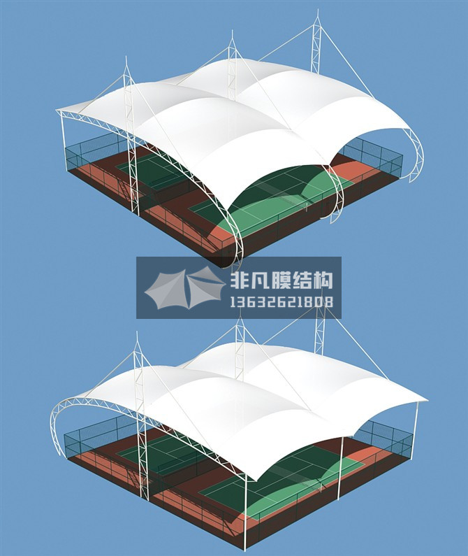 QC004 網(wǎng)球場(chǎng)膜結(jié)構(gòu)雨棚